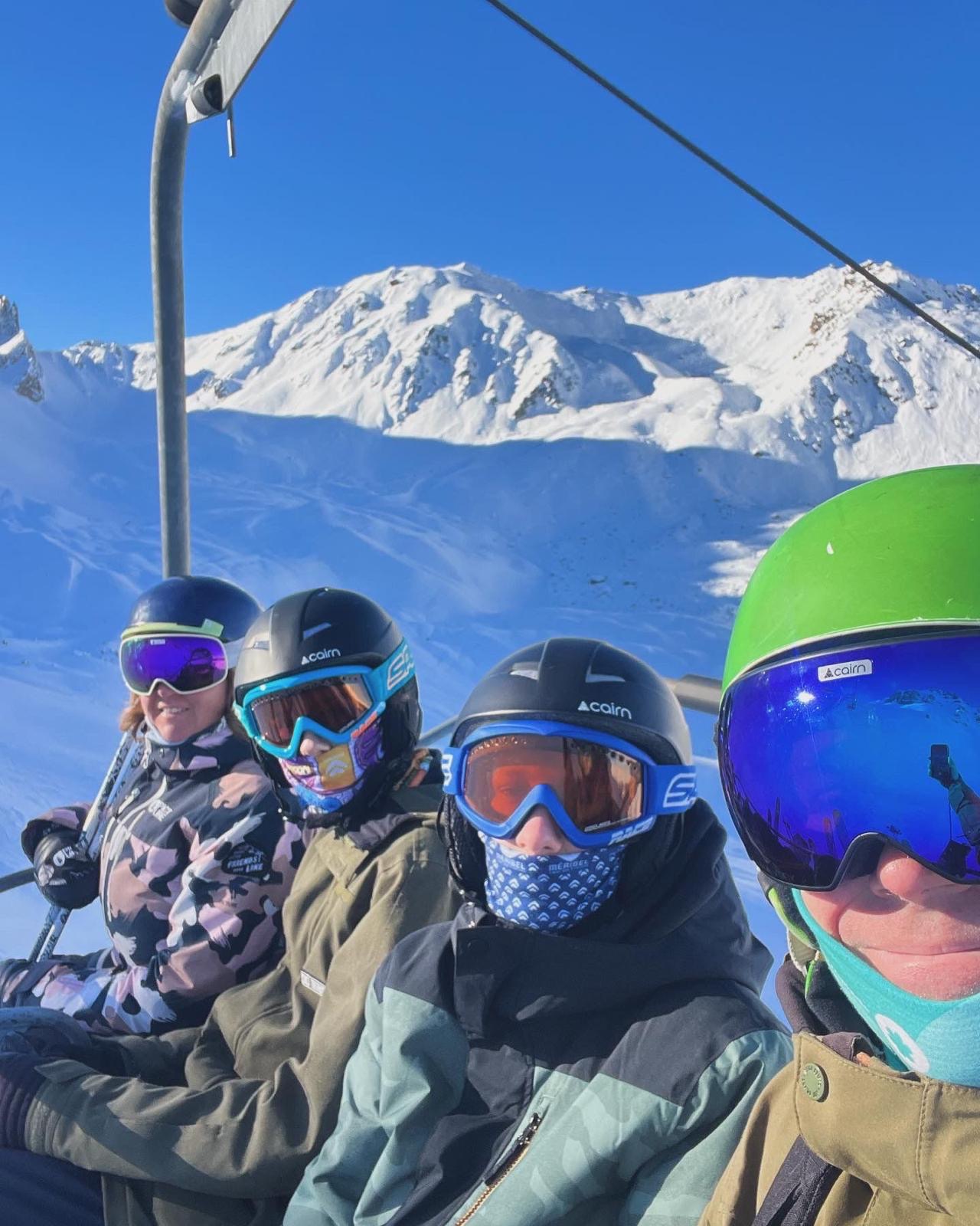 The Ski Bluebird team on the chairlift above Courchevel